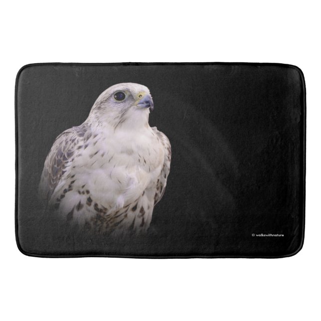 Tapis De Bain Portrait signé d'un faucon de Saker curieux (Devant)