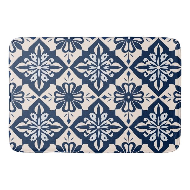 Tapis De Bain Portugais Azulejo Bleu et Blanc (Devant)