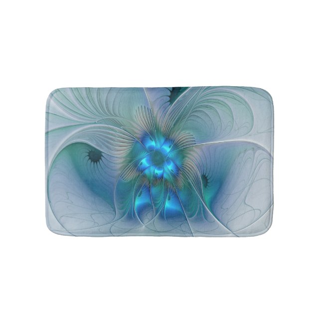 Tapis De Bain Position, Abstrait bleu turquoise fractal (Devant)