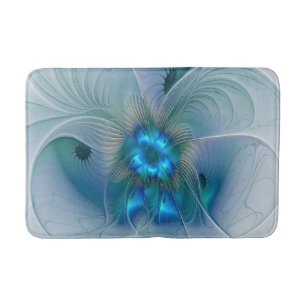 Tapis De Bain Position, Abstrait bleu turquoise fractal