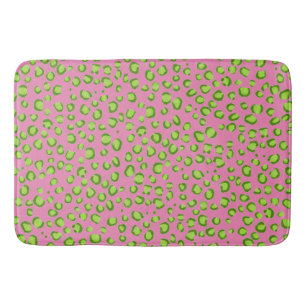 Tapis De Bain Poster de animal moderne Leopard Motif vert rose