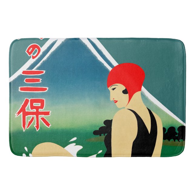 Tapis De Bain Poster touristique japonais 1930 Art Déco Girl (Devant)