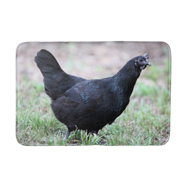 Tapis De Bain Poule de poulette d'Ayam Cemani jeune symétrique (Devant)