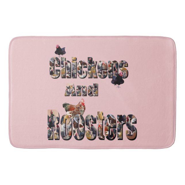 Tapis De Bain Poulets Et Coqs, (Devant)