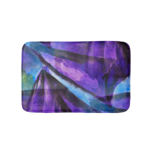 Tapis De Bain pourpre sans couture de cubisme, art abstrait bleu