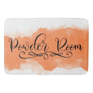 Tapis De Bain Powder Room Aquarelle Pastel Orange Beige Tan