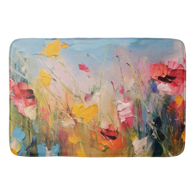 Tapis De Bain Prairie d'été – Fleurs sauvages abstraites express (Devant)