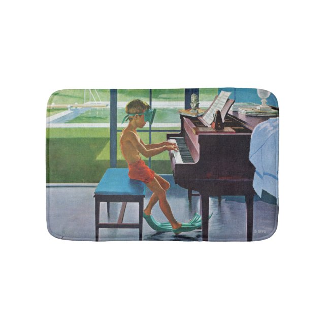 Tapis De Bain Pratique de piano au bord de la piscine (Devant)