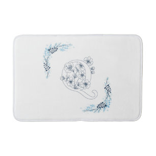 Tapis De Bain Premier "Q" Monogramme bleu Calme Floral