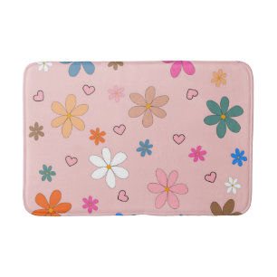 Tapis De Bain Préppy rose coloré Flower Heart Y2K Motif
