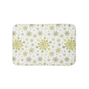 Tapis De Bain Pretty Gold Noël Snowflakes sur Winter White