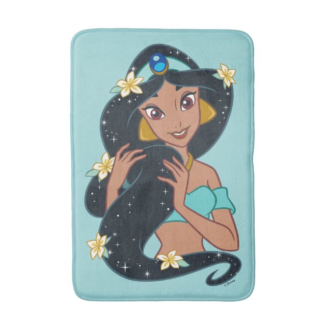 Tapis De Bain Princesse Jasmine - Cheveux et fleurs étincelants (Devant (Vertical))