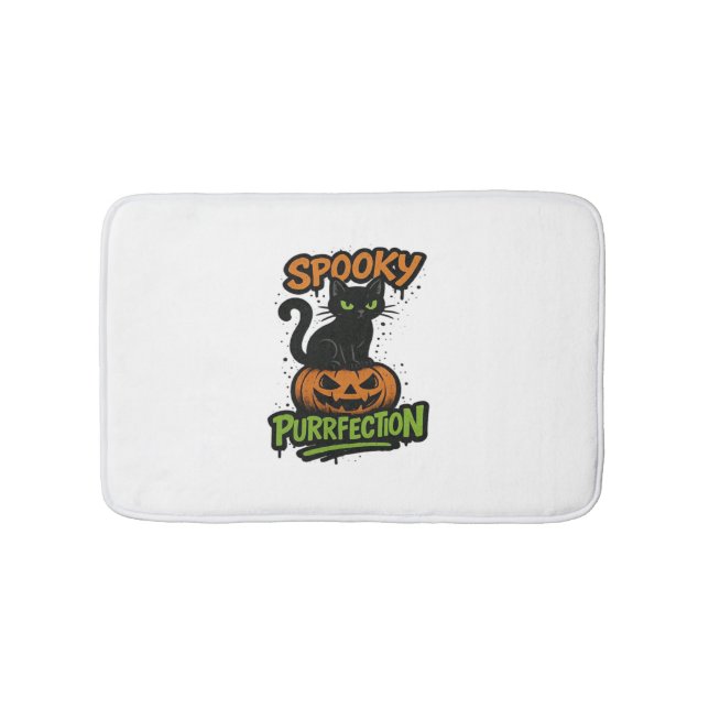 Tapis De Bain Purfection éffrayante - Chat noir mignon sur Hal C (Devant)
