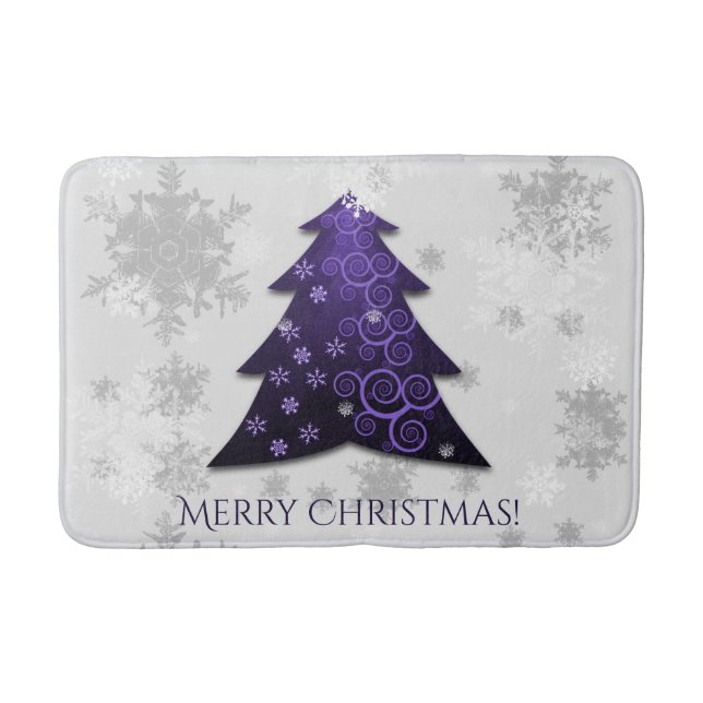 Tapis De Bain Purple Festif de Noël Arbre de bain Mat (Devant)