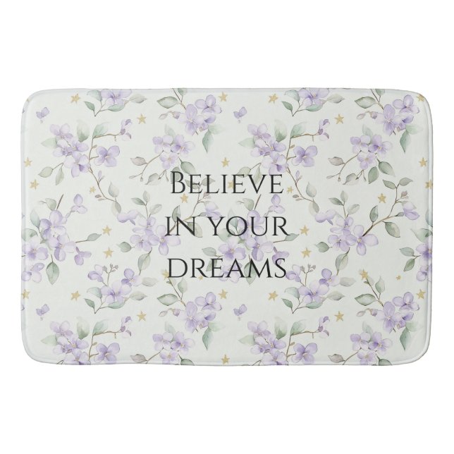 Tapis De Bain Purple Flowers Gold Stars Moons (Devant)