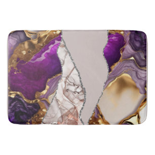 Tapis De Bain Purple Gold Luxury Design élégant Texture liquide