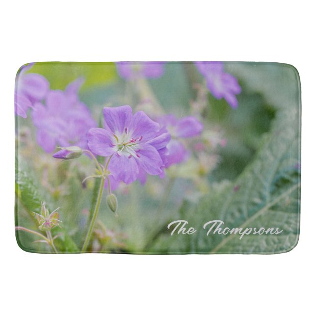 Tapis De Bain Purple Lilac Geranium Fleur sauvage Photo botaniqu (Devant)