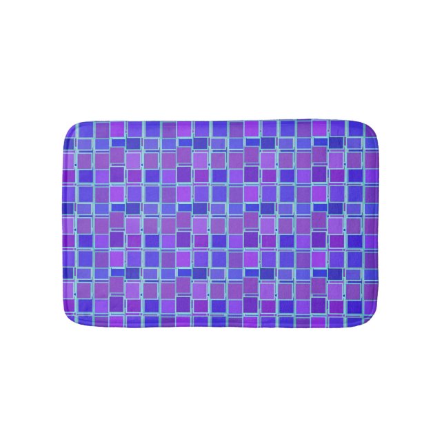 Tapis De Bain Purple Mosaic Squares Tile Pattern (Devant)