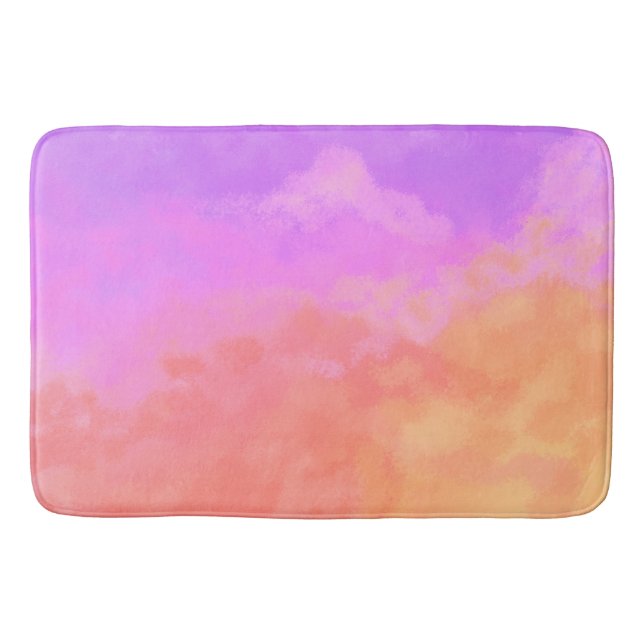 Tapis De Bain Purples et Oranges Nuages Abstraits (Devant)