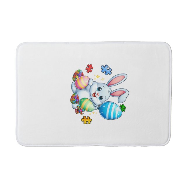 Tapis De Bain Puzzle drôle de sensibilisation à l'autisme Lapin  (Devant)