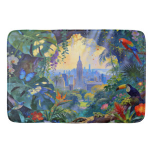 Tapis De Bain Quand la faune observe Manhattan – Un paysage urba