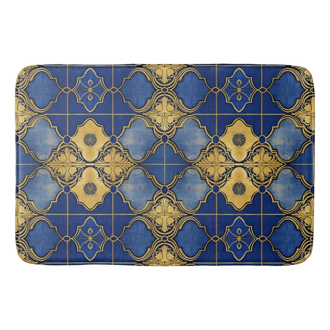 Tapis De Bain Quatrefoils Motifs d'inspiration marocaine Blue Go (Devant)