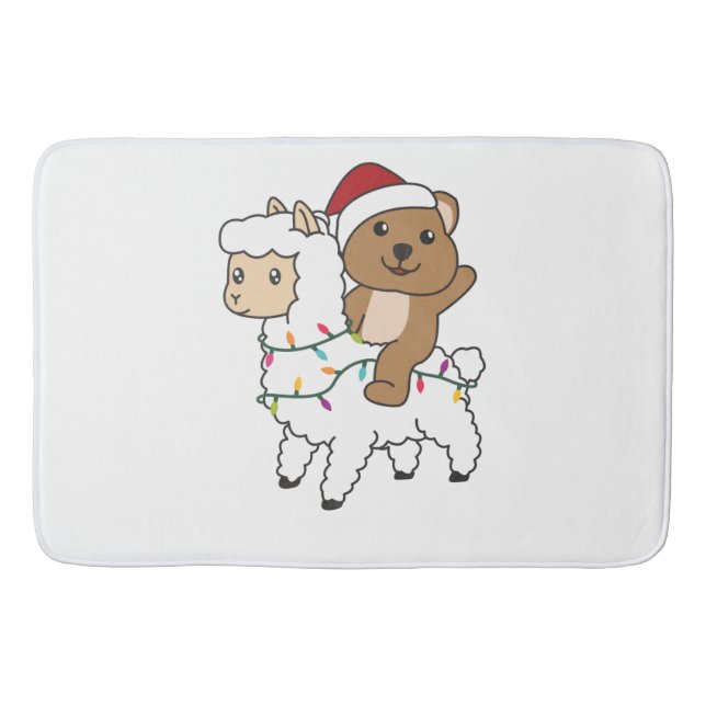 Tapis De Bain Quokka Llama Noël Neige Animaux d'hiver (Devant)