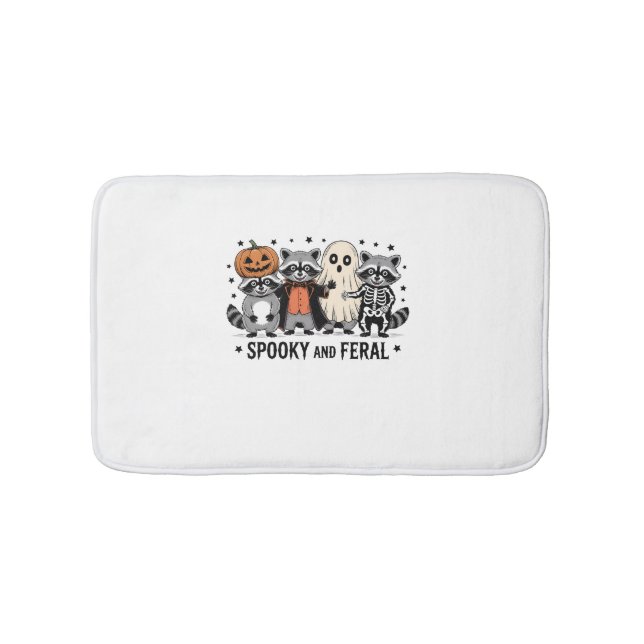 Tapis De Bain Raccoon d'Halloween éffrayant et Feral Funny (Devant)