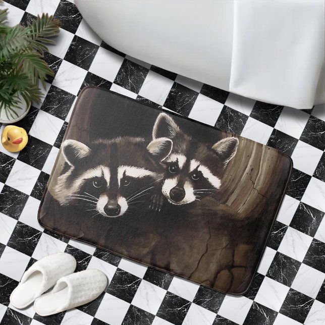 Tapis De Bain Raccoons Brown Cute Tree (Créateur téléchargé)