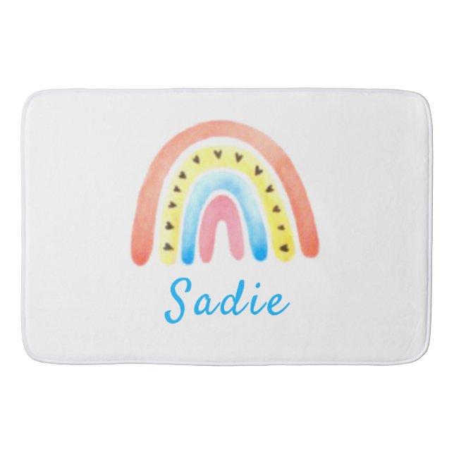 Tapis De Bain Rainbows Boho Rose Yellow Hearts Nom (Devant)