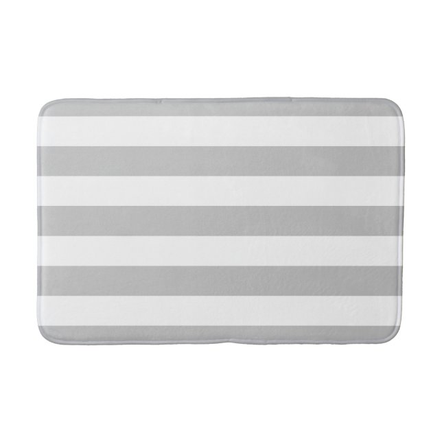Tapis de bain rayé gris et blanc (Devant)