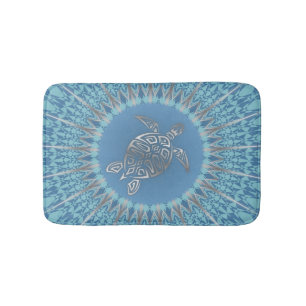 Tapis De Bain "Rayon de tortue d'argent"   Mandala tropical