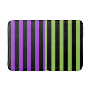 Tapis De Bain Rayure Halloween Vert Violet & Noir 