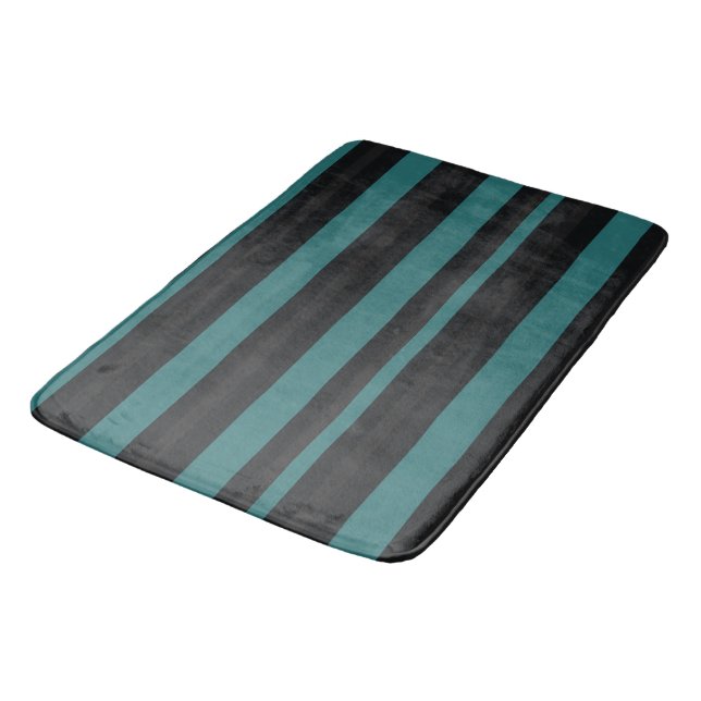 Tapis De Bain Rayure sarcelle de minuit (Angle)