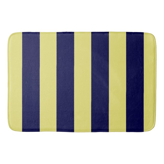 Tapis De Bain Rayures en bleu marine et jaune (Devant)