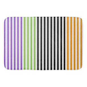 Tapis De Bain Rayures Halloween Violet Vert Noir Orange