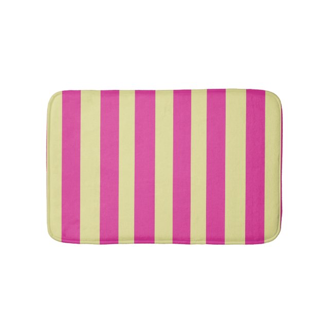 Tapis De Bain Rayures roses et jaunes  (Devant)