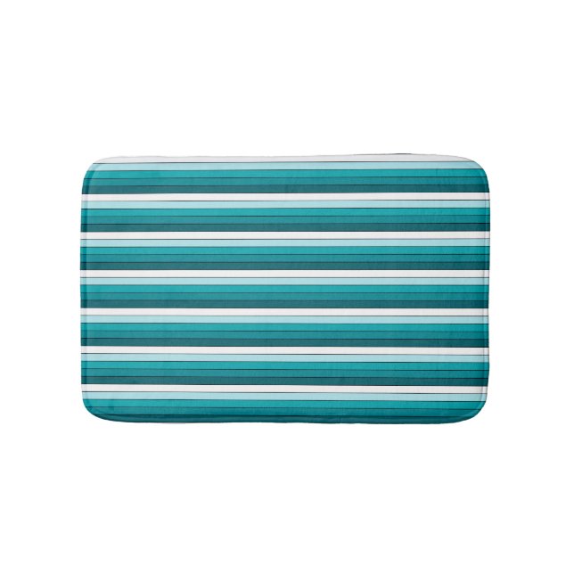 Tapis De Bain Rayures Vert Bleu Blanc Turquoise (Devant)
