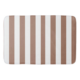 Tapis De Bain Rayures Verticales Vintage Mousse de Mocha Blanc