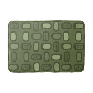 Tapis De Bain Rectangles arrondies MCM du milieu du siècle vert 