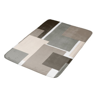 Tapis De Bain Rectangles Brown, grises, taupes et ivoire