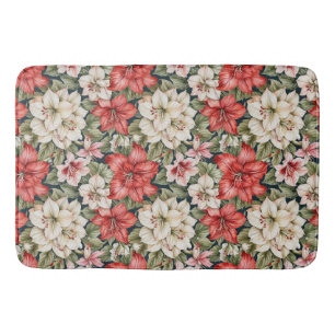 Tapis De Bain Red Amaryllis & White Azalea Christmas