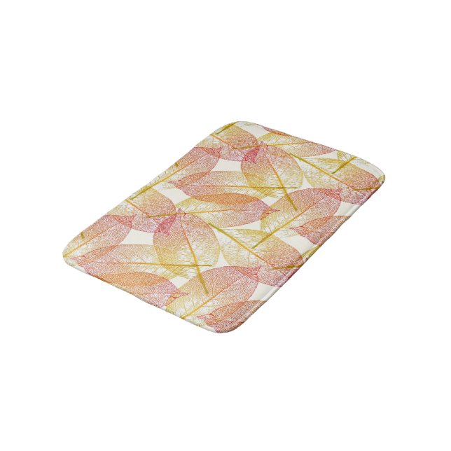 Tapis De Bain Red Gold Yellow Feuilles Automne saison Art Motif (Angle)