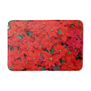 Tapis De Bain Red Poinsettias I Christmas Holiday Floral Photo