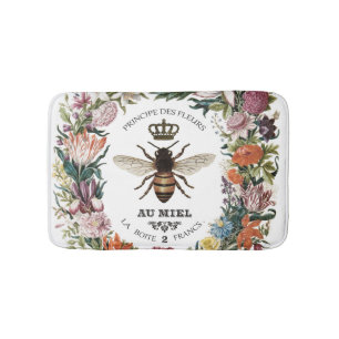 TAPIS DE BAIN REINE BOTANIQUE VINTAGE MODERNE BEE