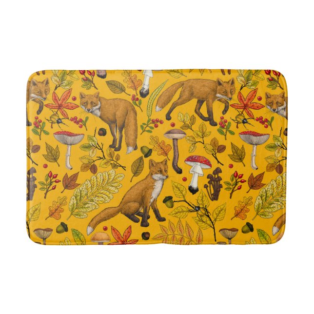 Tapis De Bain Renard d'automne sur orange (Devant)