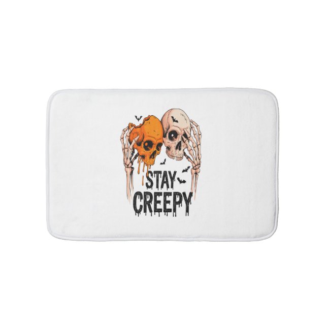 Tapis De Bain Restez Déplaisant PNG, Rétro Halloween crâne (Devant)