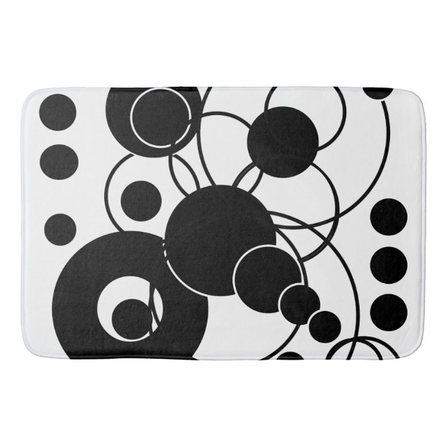 Tapis De Bain Résumé Artsy noir et blanc (Devant)