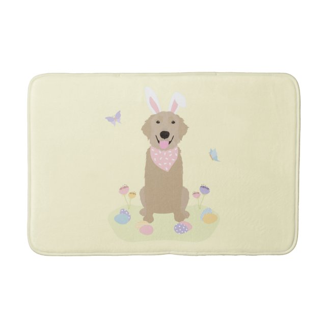 Tapis De Bain Retriever doré Bunny de Pâques (Devant)