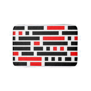 Tapis De Bain Retro Art Déco Rouge Noir Abstrait Design Motif